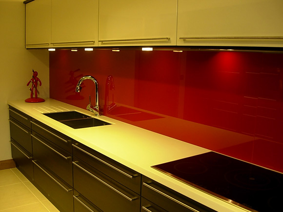 Contemporary Red Splash Back Kitchen